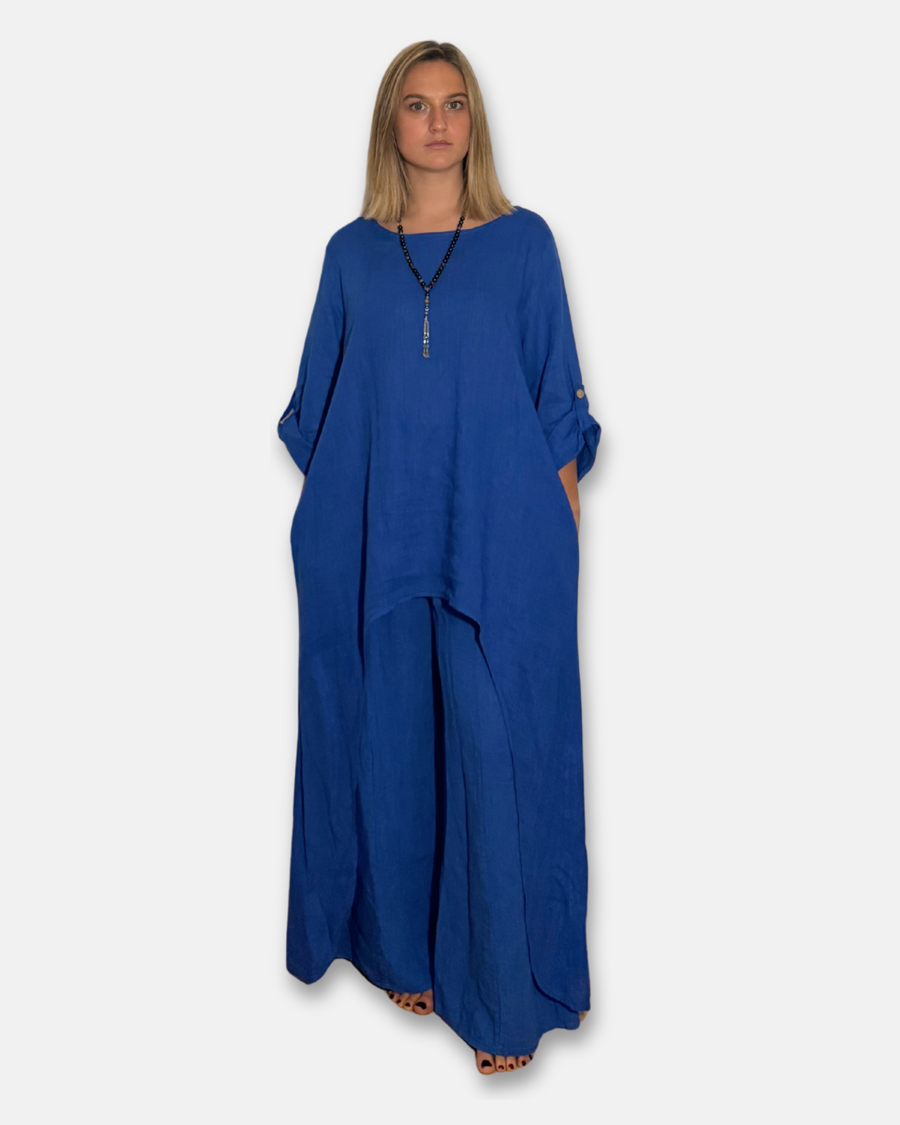 Blusa Corte Largo Lino Italiana