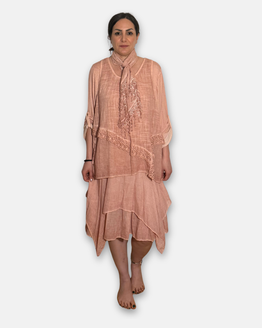 Vestido 3 Piezas Lino Italiano